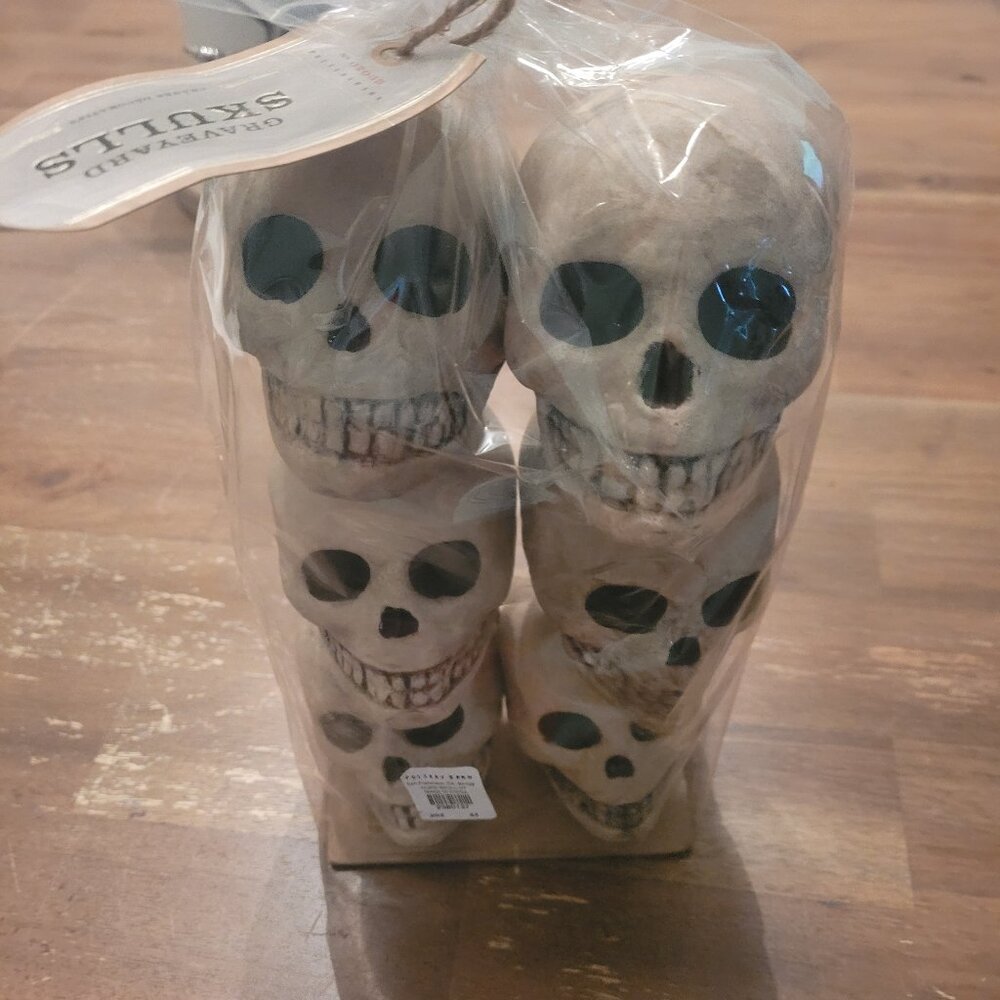 Pottery Barn Halloween Graveyard Skull Vase Filler New